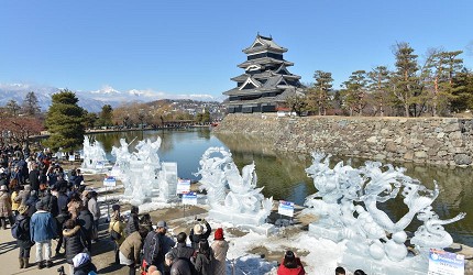 日本冬天自由行最好玩祭典松本冬日節的七彩冰雕日拍